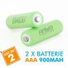 2 batteries piles solaire rechargeables LR3 AAA - Ni-MH 900 mAh