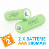 2 baterías solares recargables LR3 AAA Ni-MH, 300 mAh