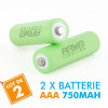 2 baterías solares recargables LR3 AAA Ni-MH 750 mAh