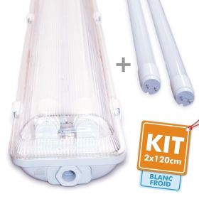 Kit Boitier LED 18W 120cm T8 étanche + Tube LED