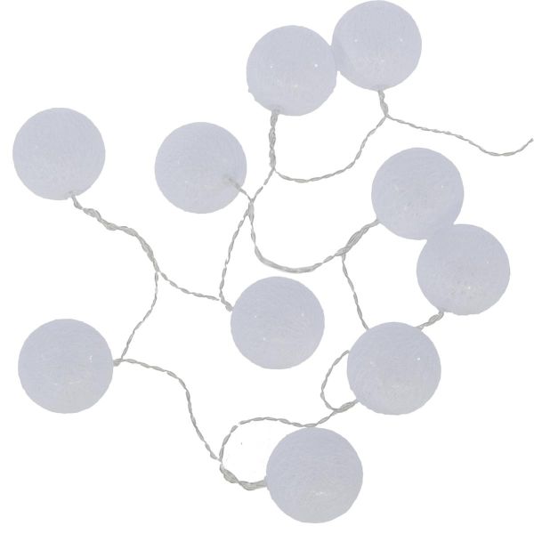 Guirlande LED blanche à pile 10 boules - D 6 cm