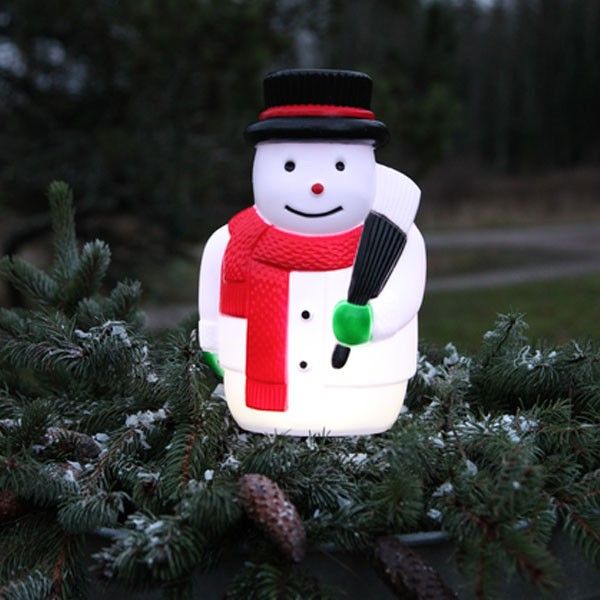 Décoration figurine Bonhomme de neige lumineuse sur piles avec timer