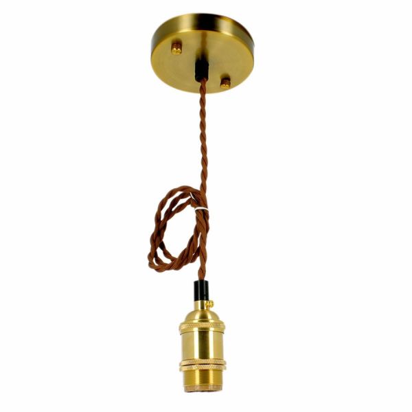 Suspension métal dorée E27 RETRO CHIC cable textile