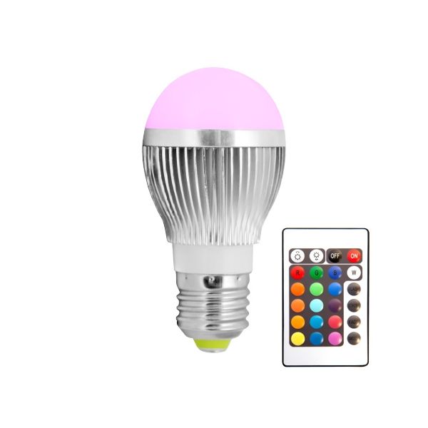 Lampadina LED tonda E27 RGB 5W con telecomando