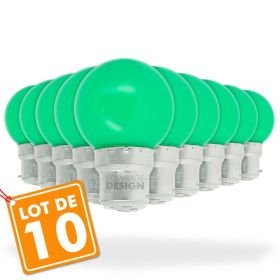 Lot de 10 Ampoules Led Vert 1 watt (équivalent à 10 watt) Guirlande Guinguette