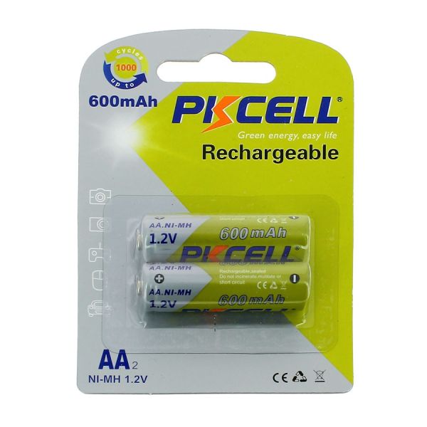 2 batteries piles solaire rechargeables LR6 AA - Ni-MH 600 mAh