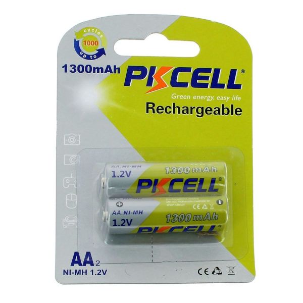 2 batteries piles solaire rechargeables LR6 AA - Ni-MH 1300 mAh