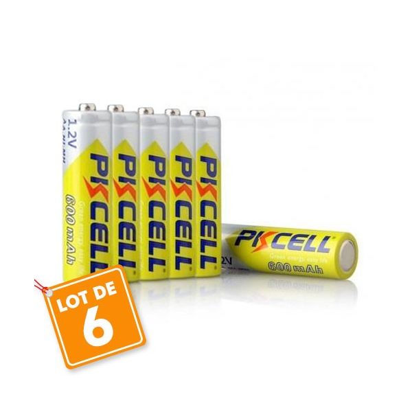 6 batteries piles solaire rechargeables LR6 AA - Ni-MH 600 mAh