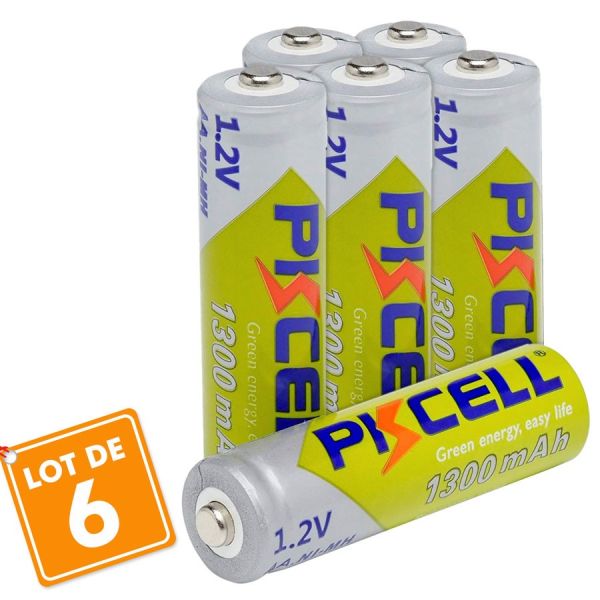 6 batteries piles solaire rechargeables LR6 AA - Ni-MH 1300 mAh