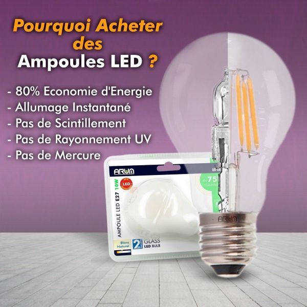Ampoule LED E27 8W Eq 75W Blanc chaud