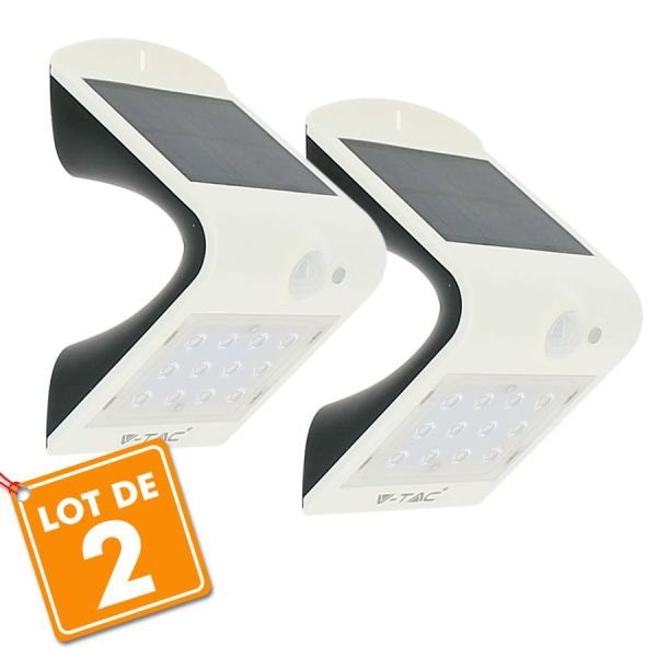 Set of 2 Outdoor Solar Wall Sconces 1.5W Natural White