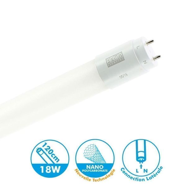 LED Tube Pro Blanc naturel T8 20W 120 cm connexion latérale