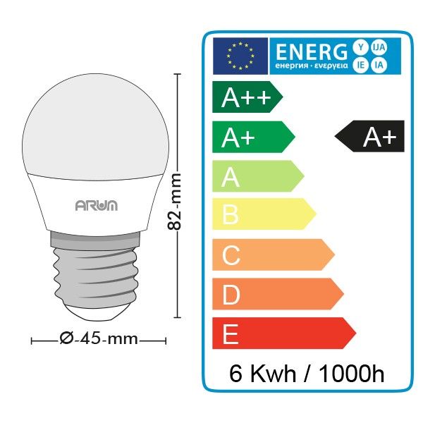 LED bulb E27 G45 ball 5.5W Rendering 40W
