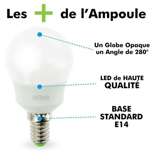 Lot de 5 Ampoules LED E14 5.5W P45