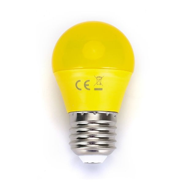 Ampoule led E27 sphérique G45 1W couleur Jaune pour guirlandes