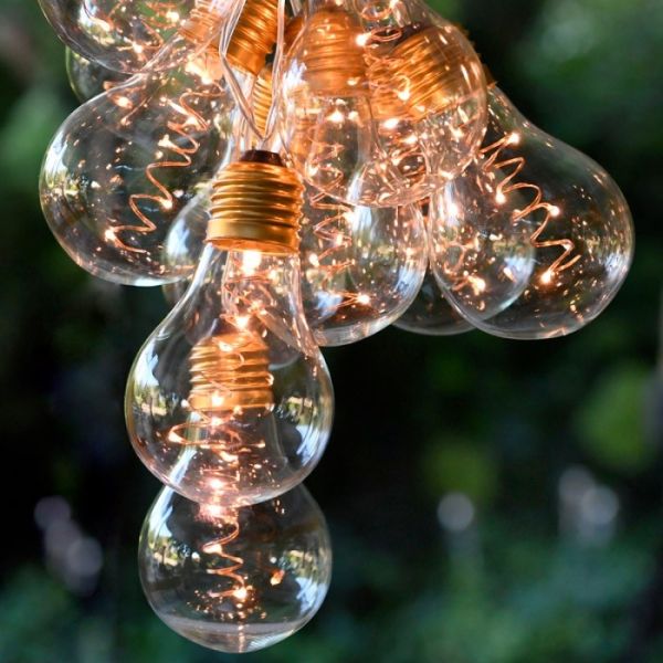 Solar String of 10 LED Bulbs Warm White