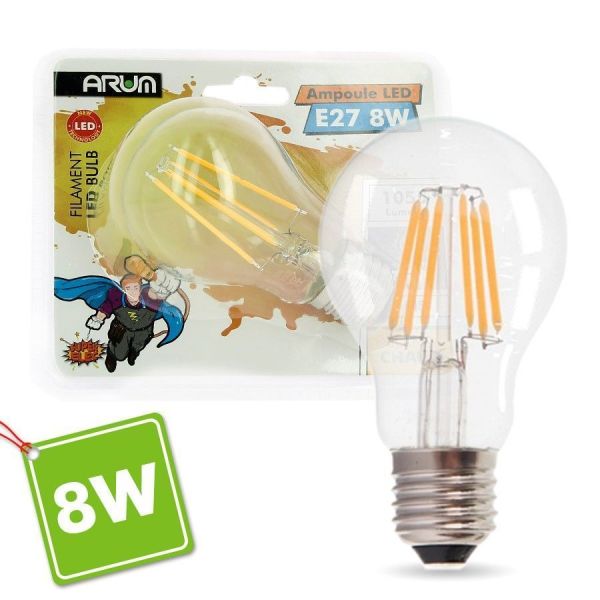 Bombilla LED E27 6W Filamento Blanco cálido