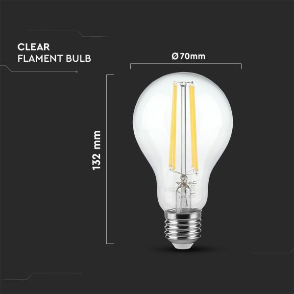 Ampoule LED E27 A70 12,5W Filament 3000K Blanc Chaud