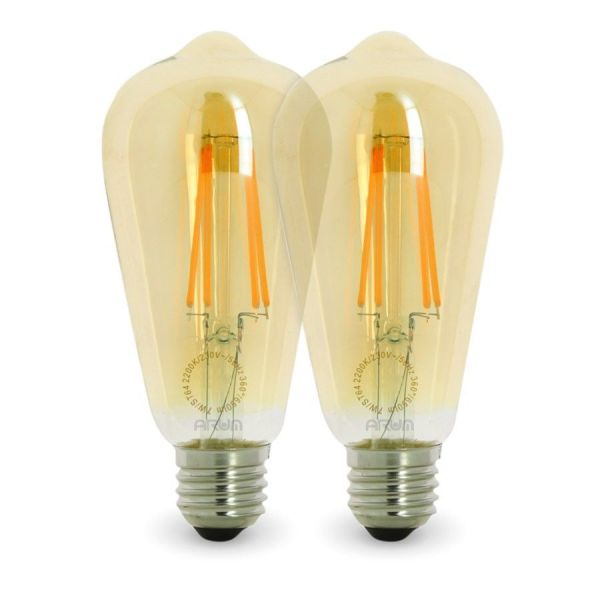 Lot de 2 Ampoules LED E27 4W ST64 2200K Type Edison