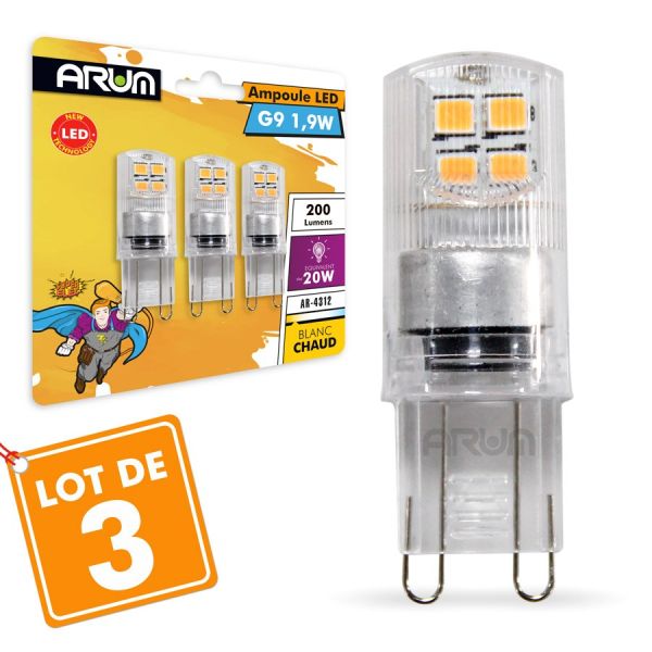 Lot de 5 Ampoules LED G9 1.9W Equivalent 20W