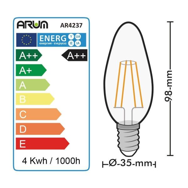 Lot de 3 Ampoules LED COG C37 4,5W Filament