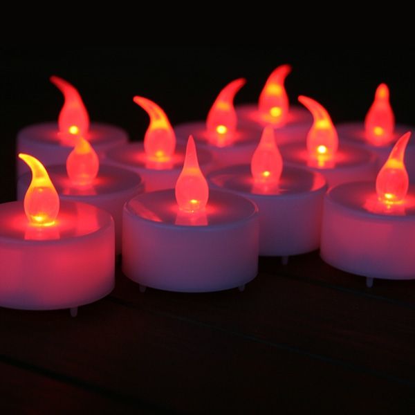 24 Red Led Candles Flame Effect