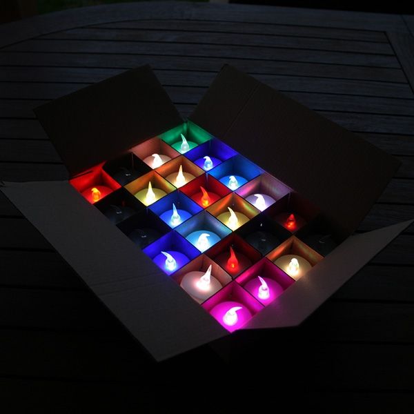 24 Multicolored Led Candles Flame Effect