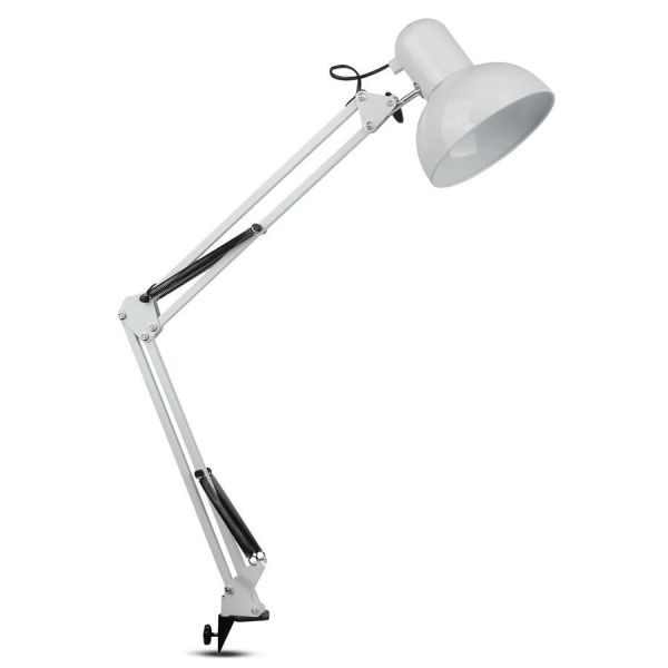 Lampe de bureau à pince avec bras articulé  E27 Blanche