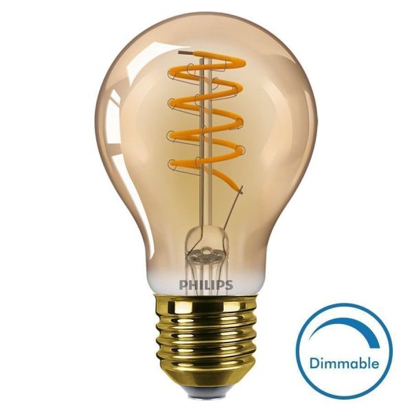 Bombilla LED E27 Globo filamento 3.8W dorado regulable