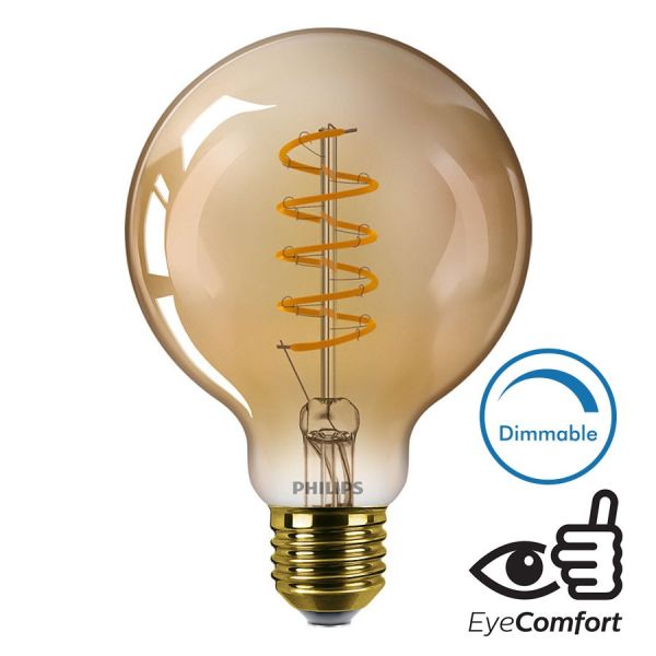 Ampoule LED E27 Globe filament 5.5W Ambrée Dimmable