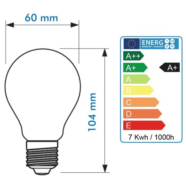 LED bulb E27 8W 1055 Lumens Eq 75W Warm white