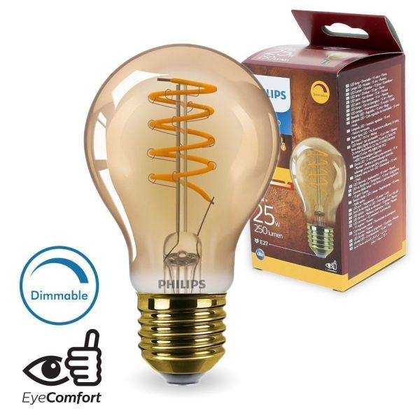 Lampadina E27 LED Filamento a globo 3,8 W Dimmerabile in oro