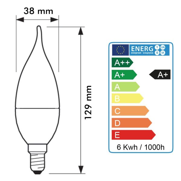 LED bulb E14 Flame 5,5W Eq 40W