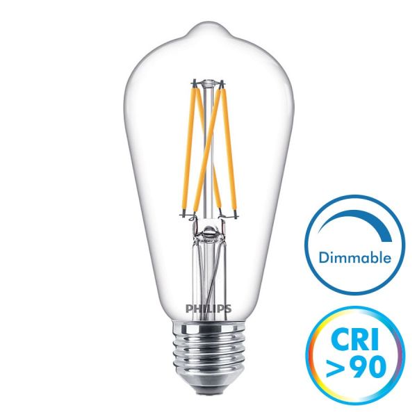 Philips Ampoule Filament LED E27 9W 806 Lumens Eq 60W Dimmable