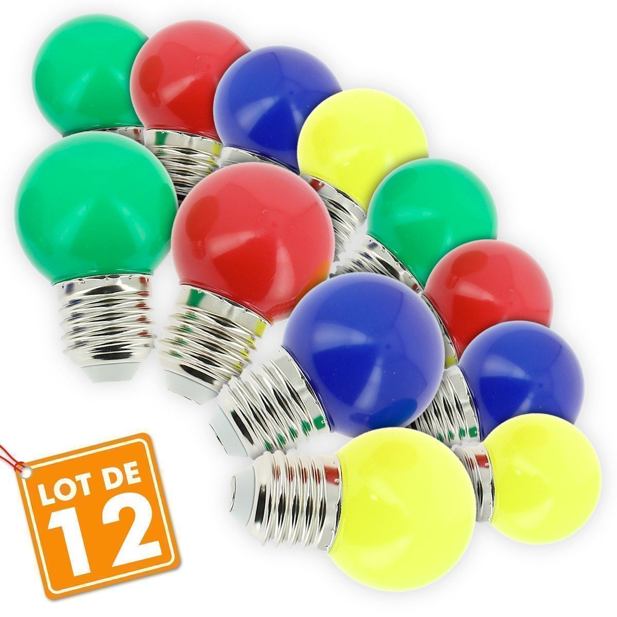 Lot of 12 bulbs E27 1W Eq 20W Variegated Outdoor guinguette garland
