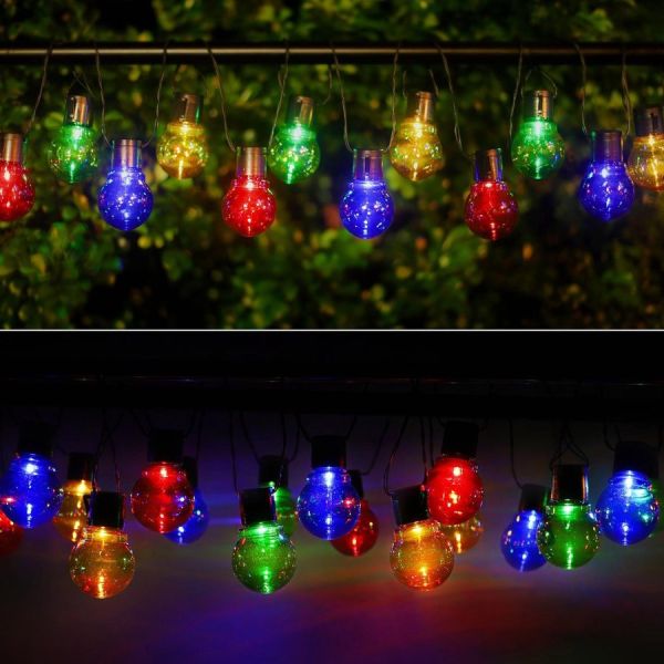 Guirlande solaire LED Guinguette Multicolore de 20 ampoules 5,8M
