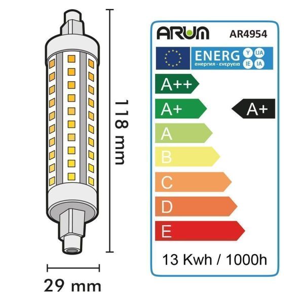 Ampoule LED R7S Slim 13W 118mm 1521 Lm