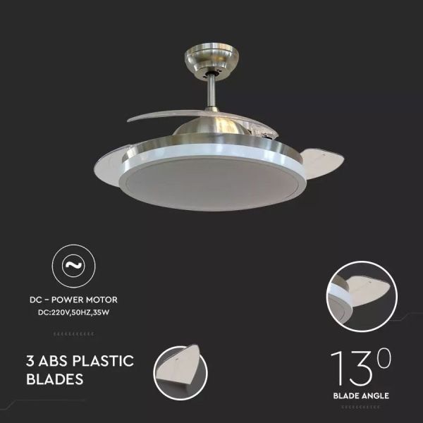 Ceiling fan with 15W led light and remote control