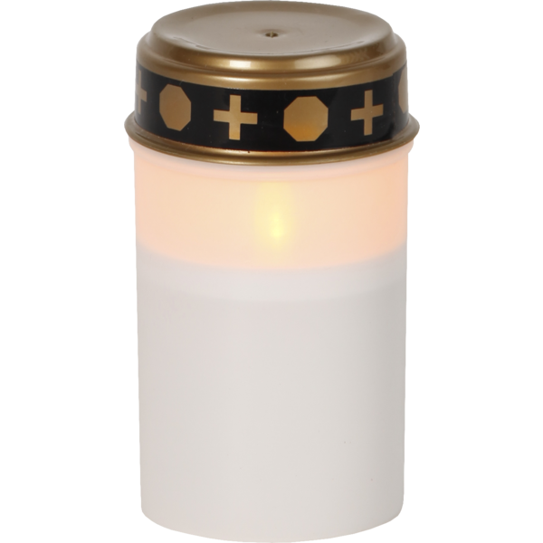 Weiße dekorative geführte Kerze des Kirchhofs