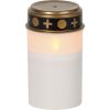 Weiße dekorative geführte Kerze des Kirchhofs