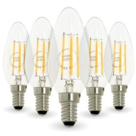 Set of 5 LED filament flame bulbs 4W eq. 40W E14 base