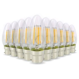 Lot of 10 LED Bulbs Flame Filament 4w 40W Base B22 warm white 2700K