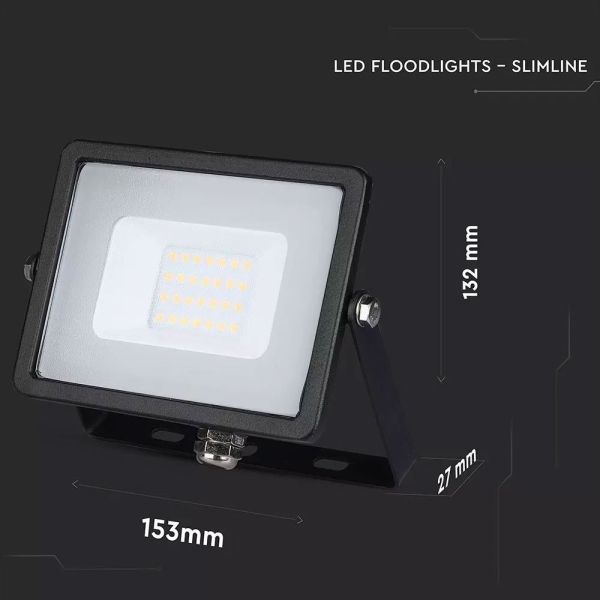 20W LED Floodlight Black Case V-TAC Pro IP65 Samsung Chip
