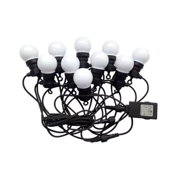 Guirlande LED guinguette 10 Ampoules Blanc Chaud 7m