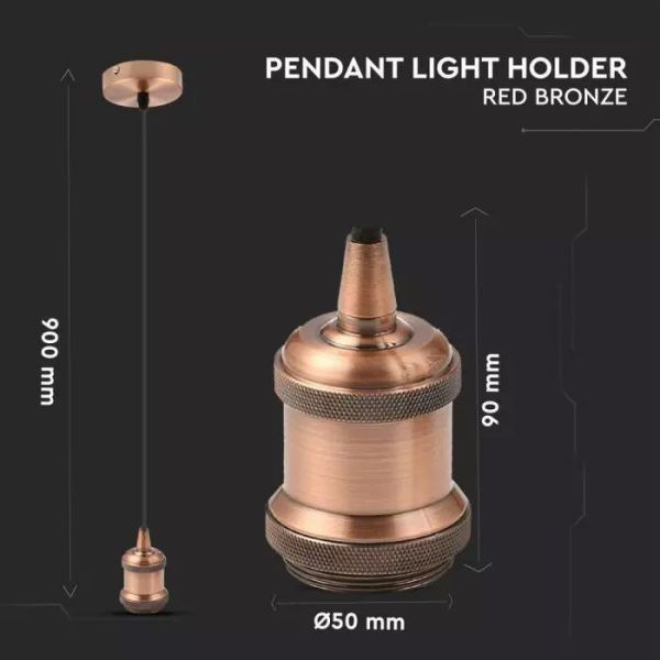 Lámpara colgante de interior E27 Bronce rojo