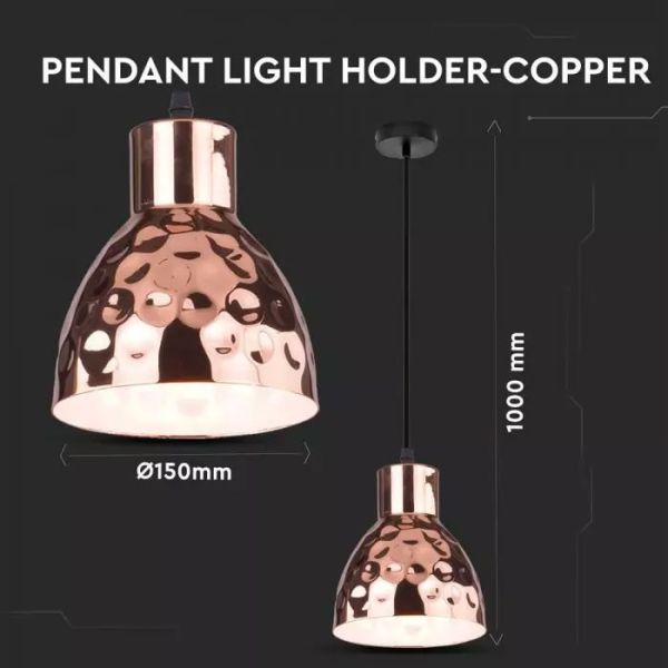 Lámpara colgante de interior en metal cobre martillado bombilla E27
