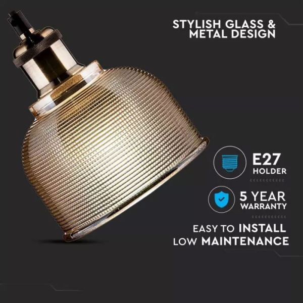 Indoor Pendelleuchte Bernsteinglas Retro-Stil Glühbirne e27