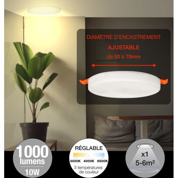 Downlight LED Recessed 10W Onyx Round 3 CCT 1000lm ø100