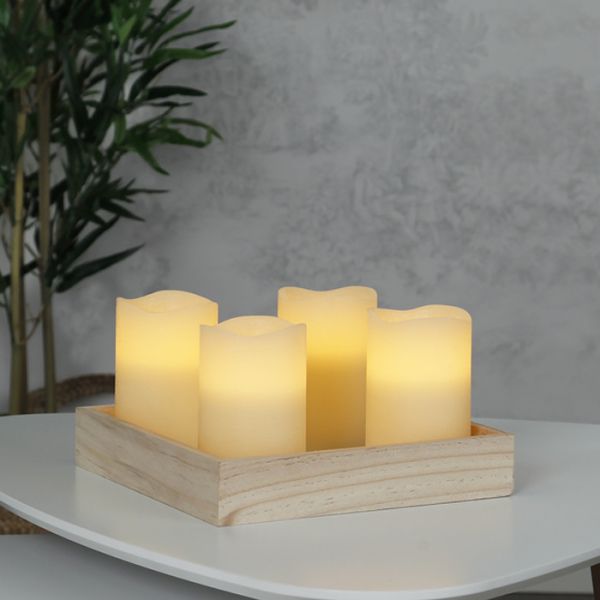 Pack of Four Warm White LED Candles