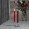 2 LED candles red flame candles in wax